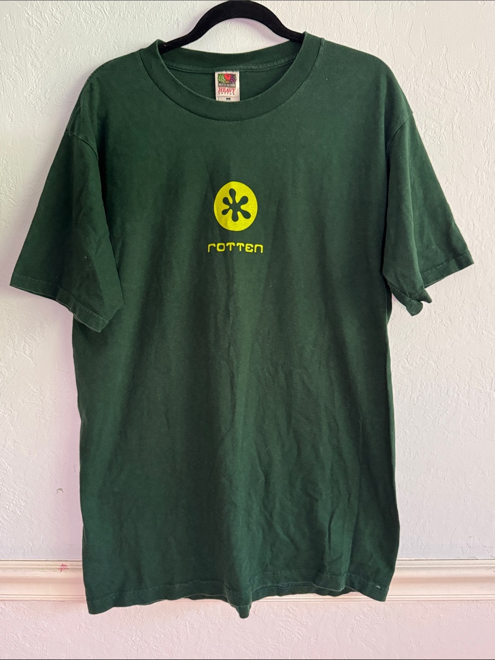 Y2K Graphic Tee Rotten Tomatoes Dark Green Cotton Crew Neck T Shirt Mens Large